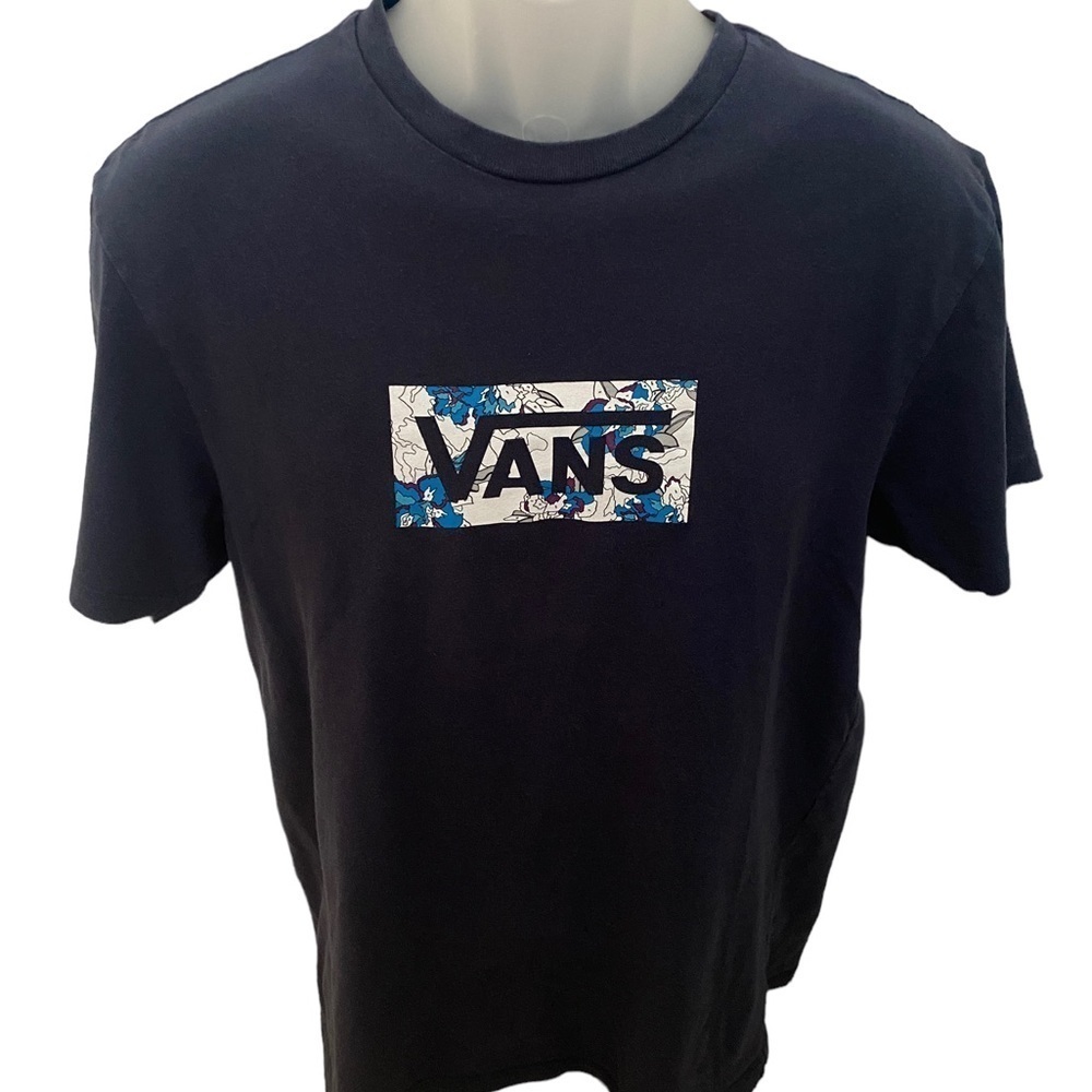 VANS Skate Tropical Floral Logo Tee Shirt Men M Medium Slim Fit